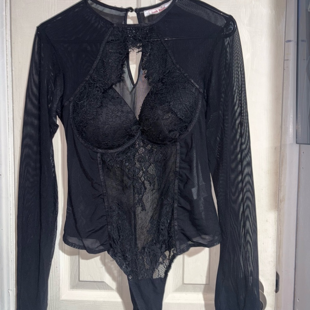 Black Long Sleeve Cut Out Bodysuit
